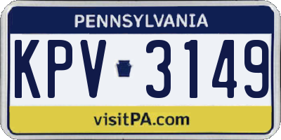 PA license plate KPV3149