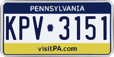 PA license plate KPV3151
