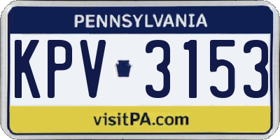PA license plate KPV3153