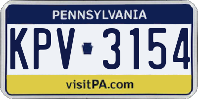 PA license plate KPV3154