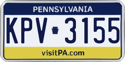 PA license plate KPV3155