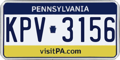 PA license plate KPV3156