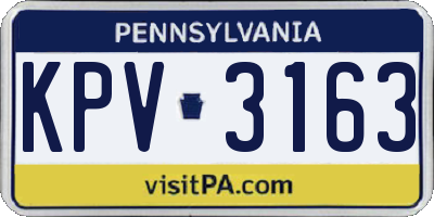 PA license plate KPV3163