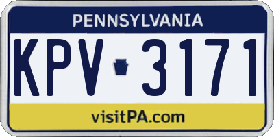 PA license plate KPV3171