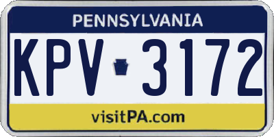 PA license plate KPV3172