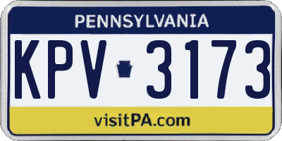 PA license plate KPV3173