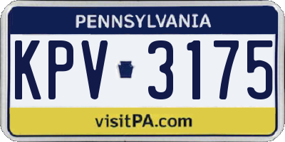 PA license plate KPV3175