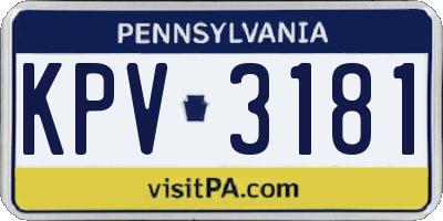 PA license plate KPV3181