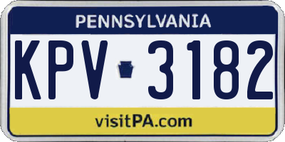 PA license plate KPV3182