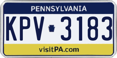 PA license plate KPV3183