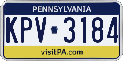 PA license plate KPV3184