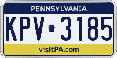 PA license plate KPV3185