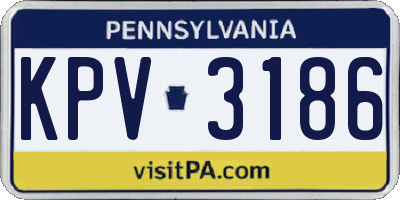 PA license plate KPV3186