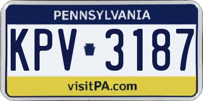 PA license plate KPV3187