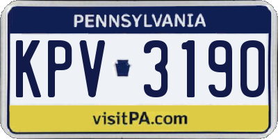 PA license plate KPV3190