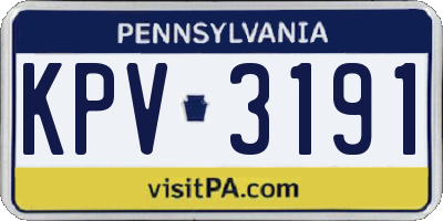 PA license plate KPV3191