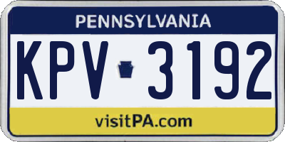 PA license plate KPV3192