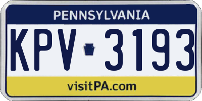 PA license plate KPV3193