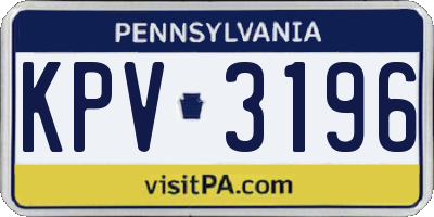 PA license plate KPV3196