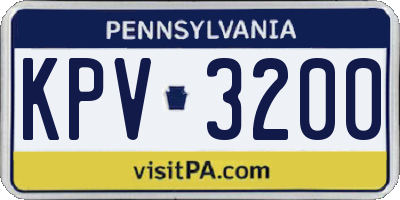 PA license plate KPV3200
