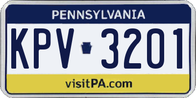 PA license plate KPV3201