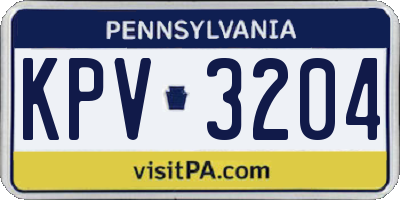 PA license plate KPV3204
