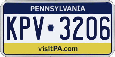 PA license plate KPV3206