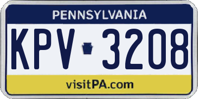 PA license plate KPV3208
