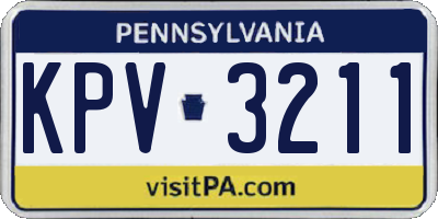 PA license plate KPV3211