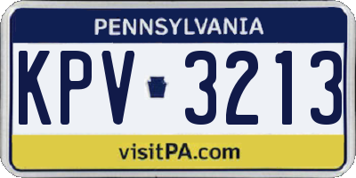 PA license plate KPV3213