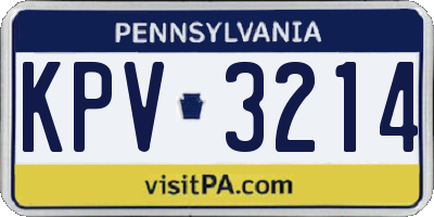 PA license plate KPV3214
