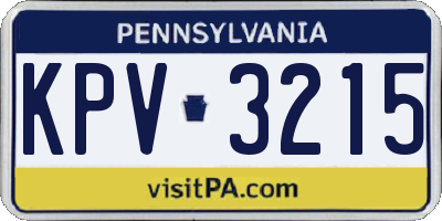 PA license plate KPV3215