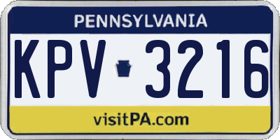 PA license plate KPV3216