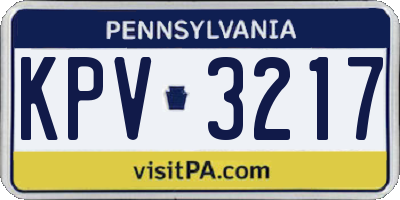 PA license plate KPV3217