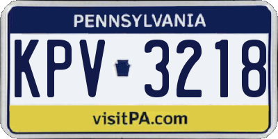 PA license plate KPV3218