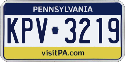 PA license plate KPV3219