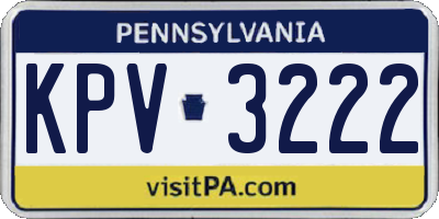 PA license plate KPV3222