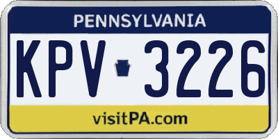PA license plate KPV3226