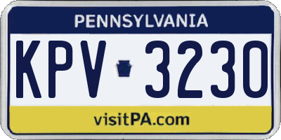PA license plate KPV3230