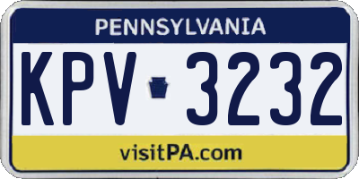 PA license plate KPV3232
