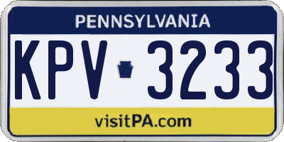 PA license plate KPV3233