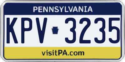 PA license plate KPV3235