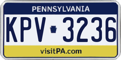 PA license plate KPV3236