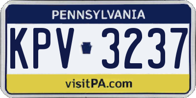 PA license plate KPV3237