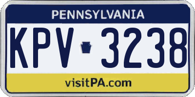 PA license plate KPV3238