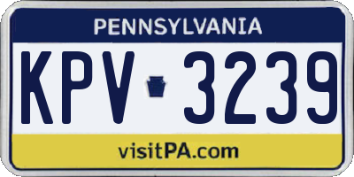 PA license plate KPV3239