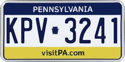 PA license plate KPV3241