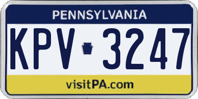 PA license plate KPV3247