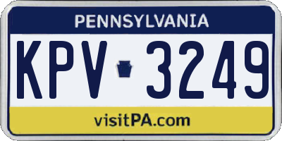 PA license plate KPV3249
