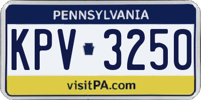PA license plate KPV3250